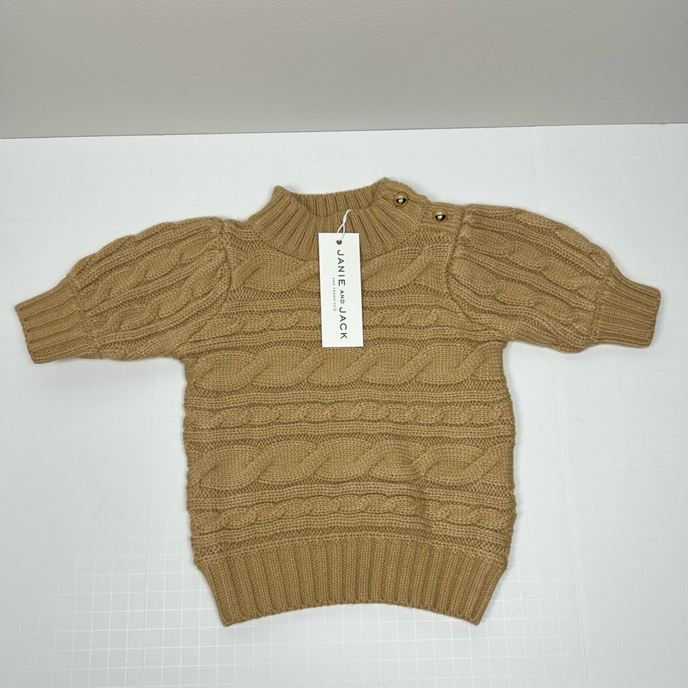 New NWT Janie and Jack Tan Cable Knit Sweater